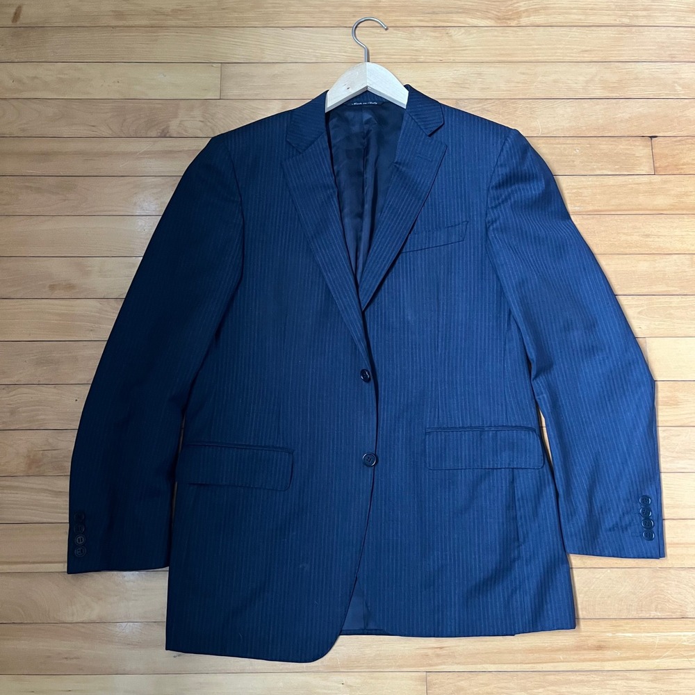 Canali Holt Renfrew Mens Navy Blue Pinstripe Suit Jacket Blazer  34R / 50 Wool